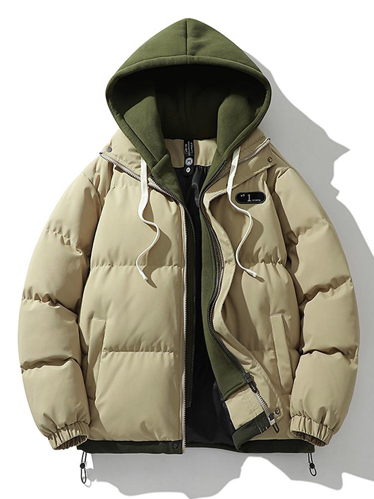 Caspian | Contrast Zip Up Hooded Puffer Coat
