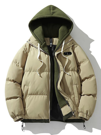 Caspian | Contrast Zip Up Hooded Puffer Coat