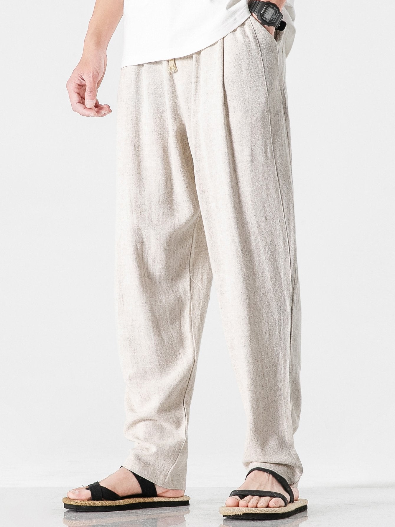 Timothy® | Relax Fit Linen And Cotton Blend Harem Pants