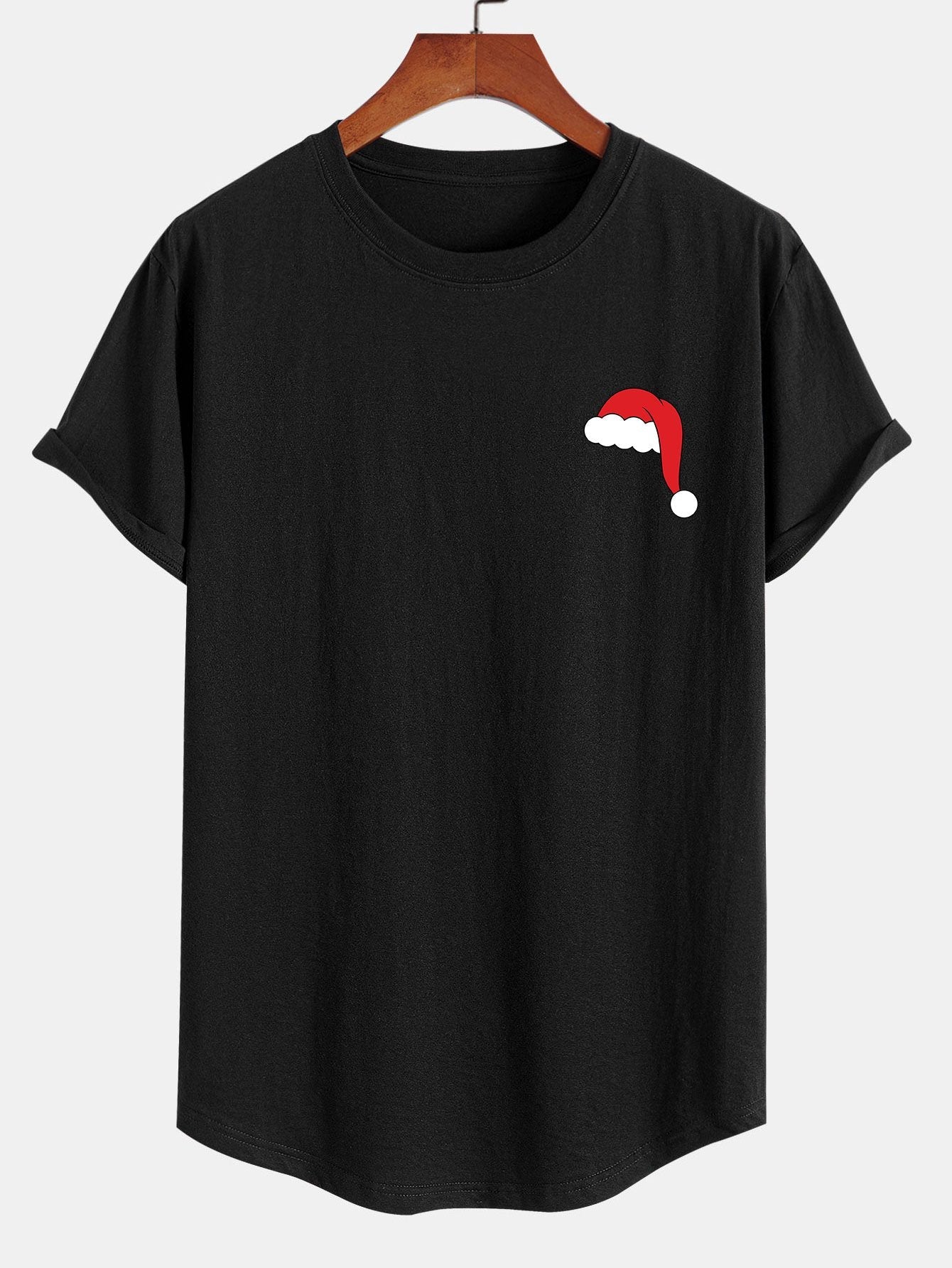 Alcides® | Santa Hat Print Cotton Arc Hem T-Shirt