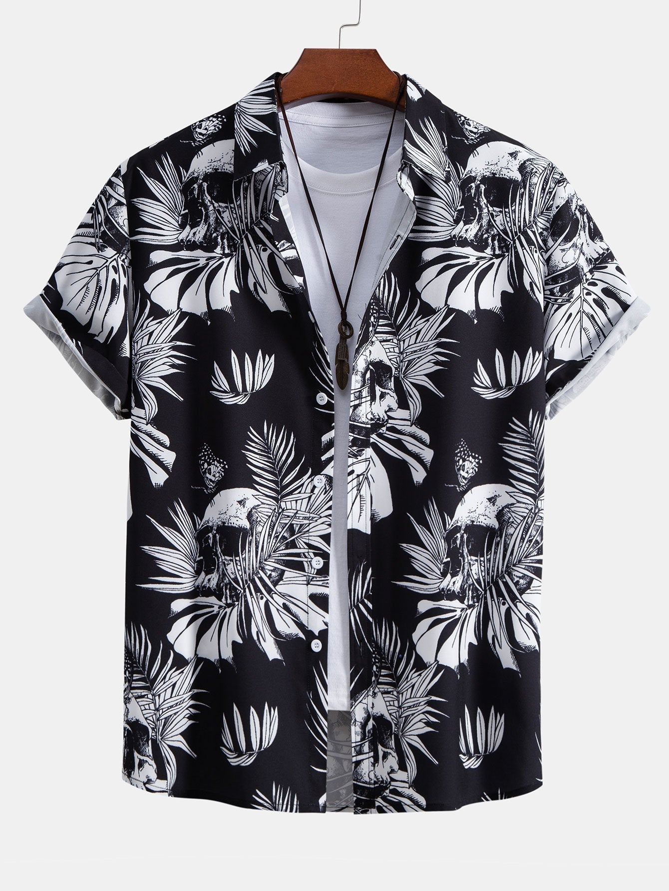 Amar® | Skull Tropical Print Button Up Shirt