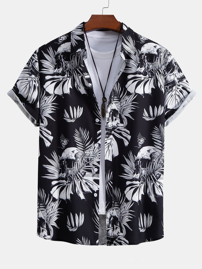 Amar® | Skull Tropical Print Button Up Shirt