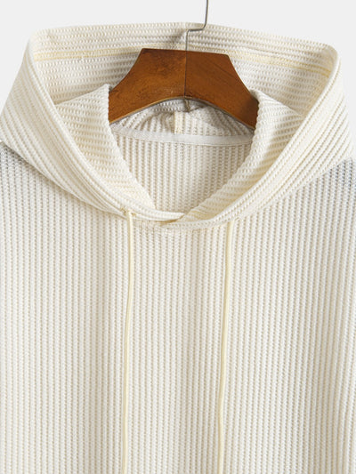 Serafín® | Knitted Waffle Arc Hem Hooded T-Shirt