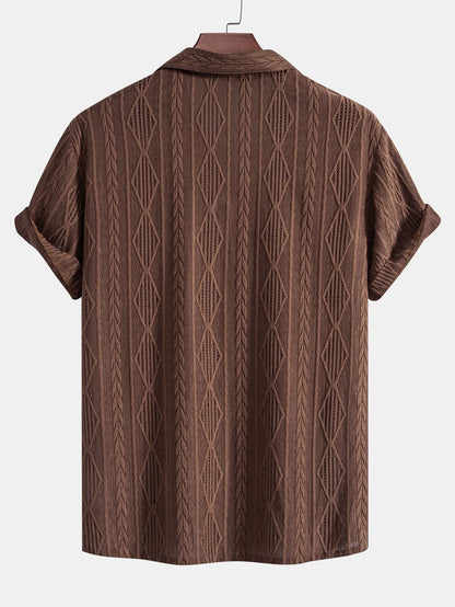 Joss® | Cuban Geometric Jacquard Shirt & Straight Linen Pants