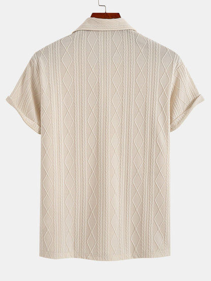 Yovani® | Knitted Geometric Rhombus Jacquard Polo