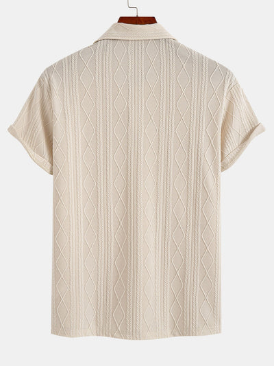 Yovani® | Knitted Geometric Rhombus Jacquard Polo