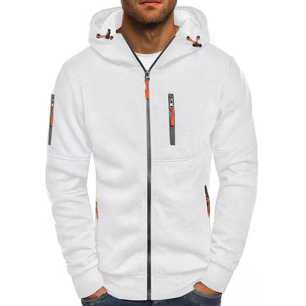 Men's Casual Cotton Blend Zipper Hooded Slim Fit Sports Jacket