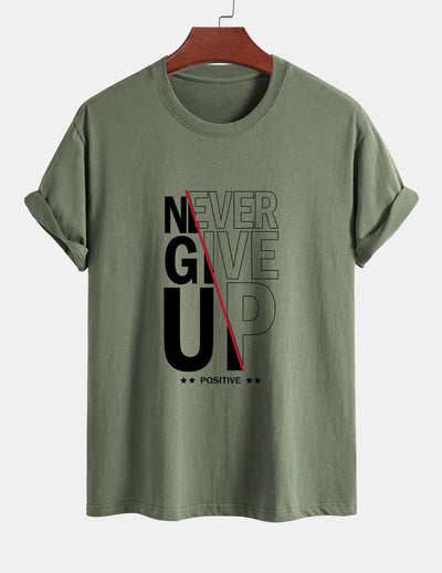 Trasímaco® | Never Give Up Print Cotton T-Shirt