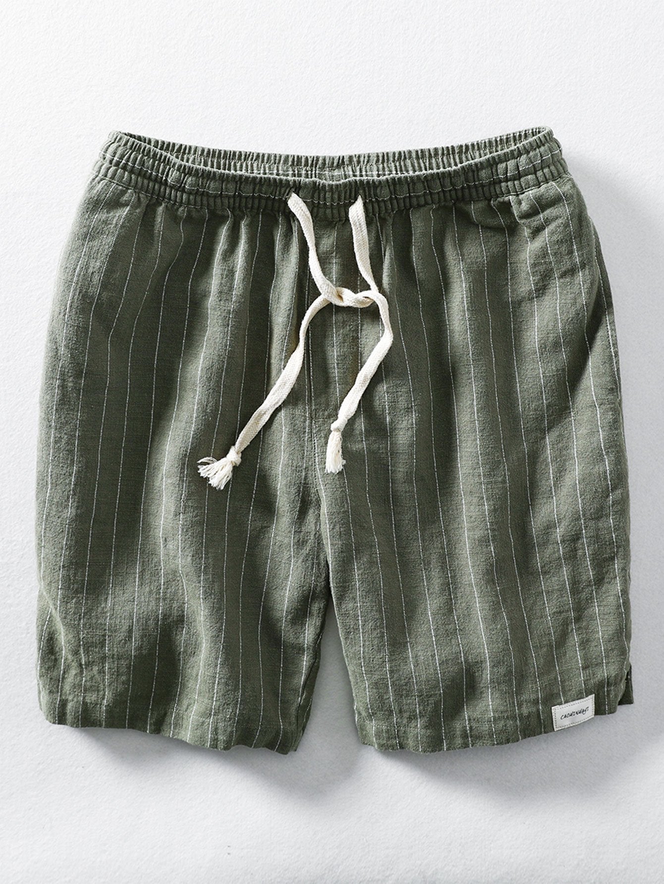 Barath® | Linen Cotton Blend Drawstring Striped Shorts