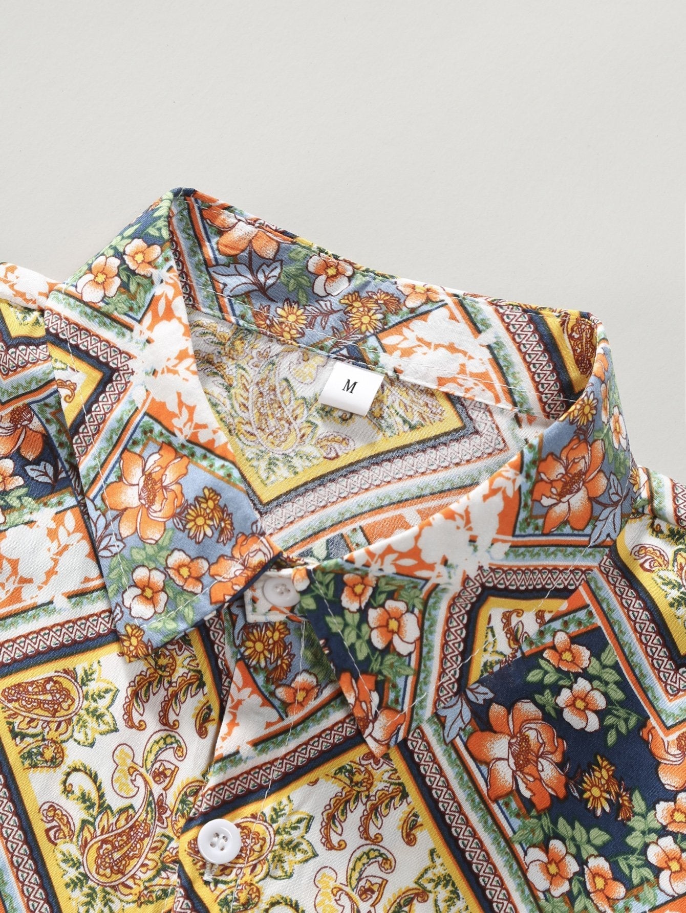 Aodhan® | Floral Border Print Button Up Shirt