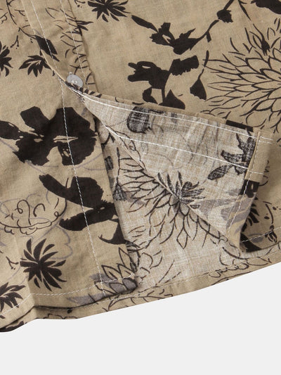 Alfonse® | Ink Floral Print Button Up Shirt