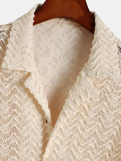 Arvel® | Wavy Jacquard Textured Cuban Shirt