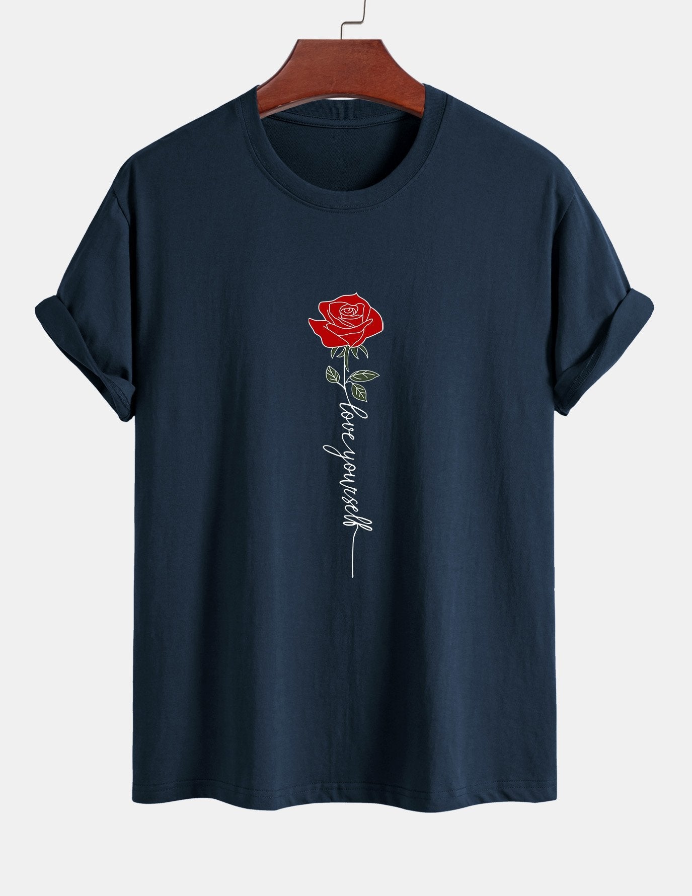 Arsenio® | Rose Slogan Print Cotton T-Shirt