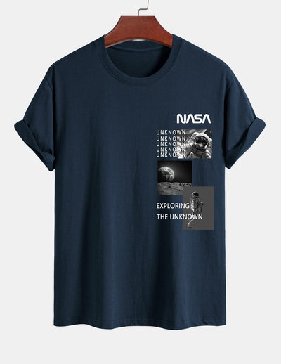 Ulpiano® | Nasa Moon Landing Print Cotton T-Shirt