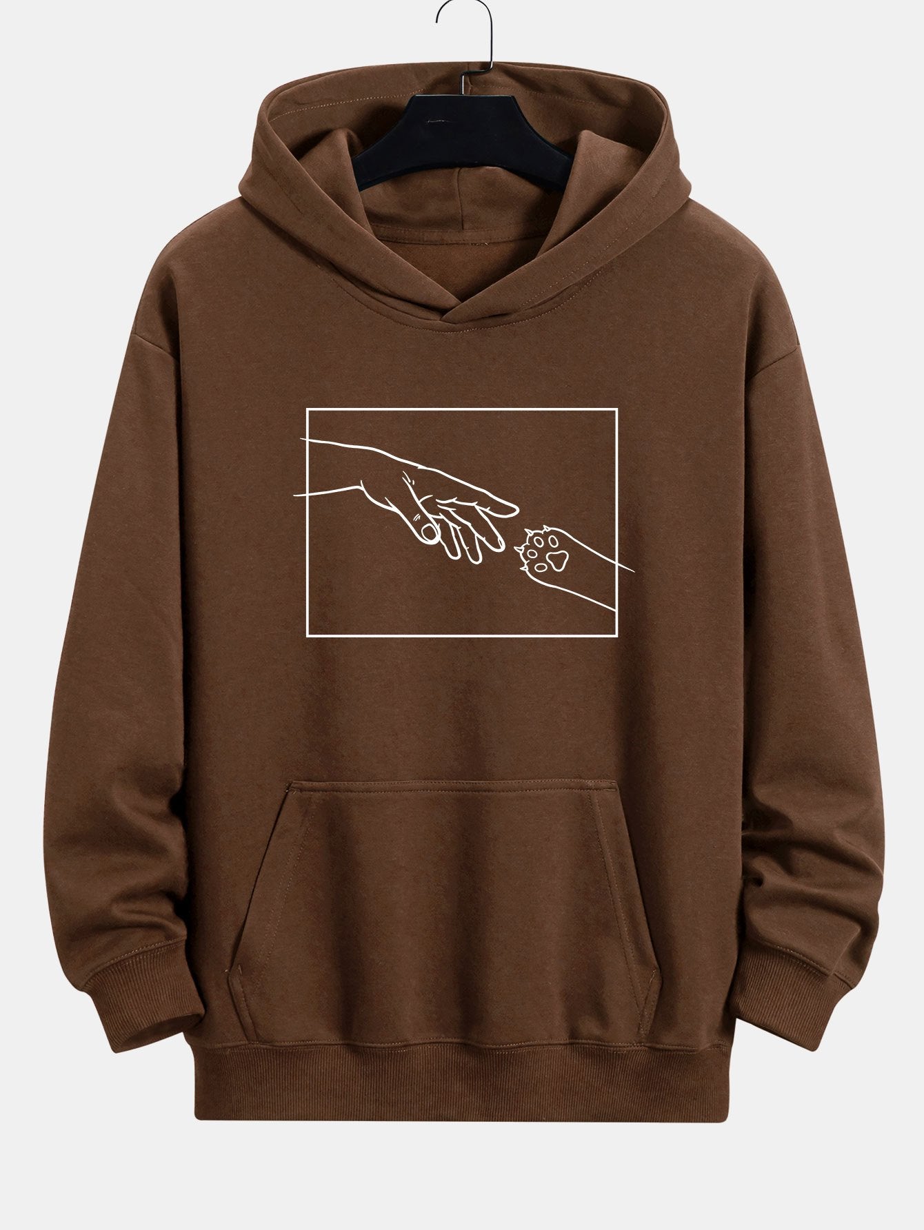 Edward | Hand And Cat Paw Print Relax Fit Hoodie