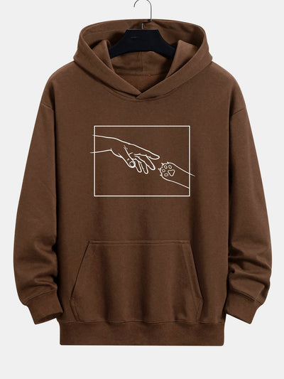 Edward | Hand And Cat Paw Print Relax Fit Hoodie