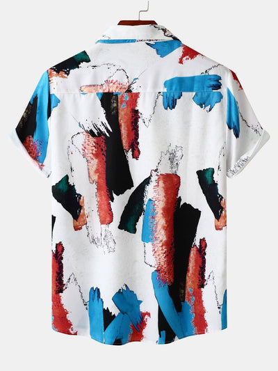 Angelico® | Colorful Brushstroke Print Button Up Shirt