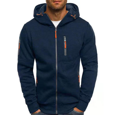 Men's Casual Cotton Blend Zipper Hooded Slim Fit Sports Jacket
