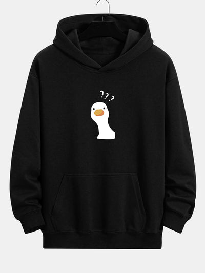 Paul | Question Mark Doubtful Duck Print Relax Fit Hoodie