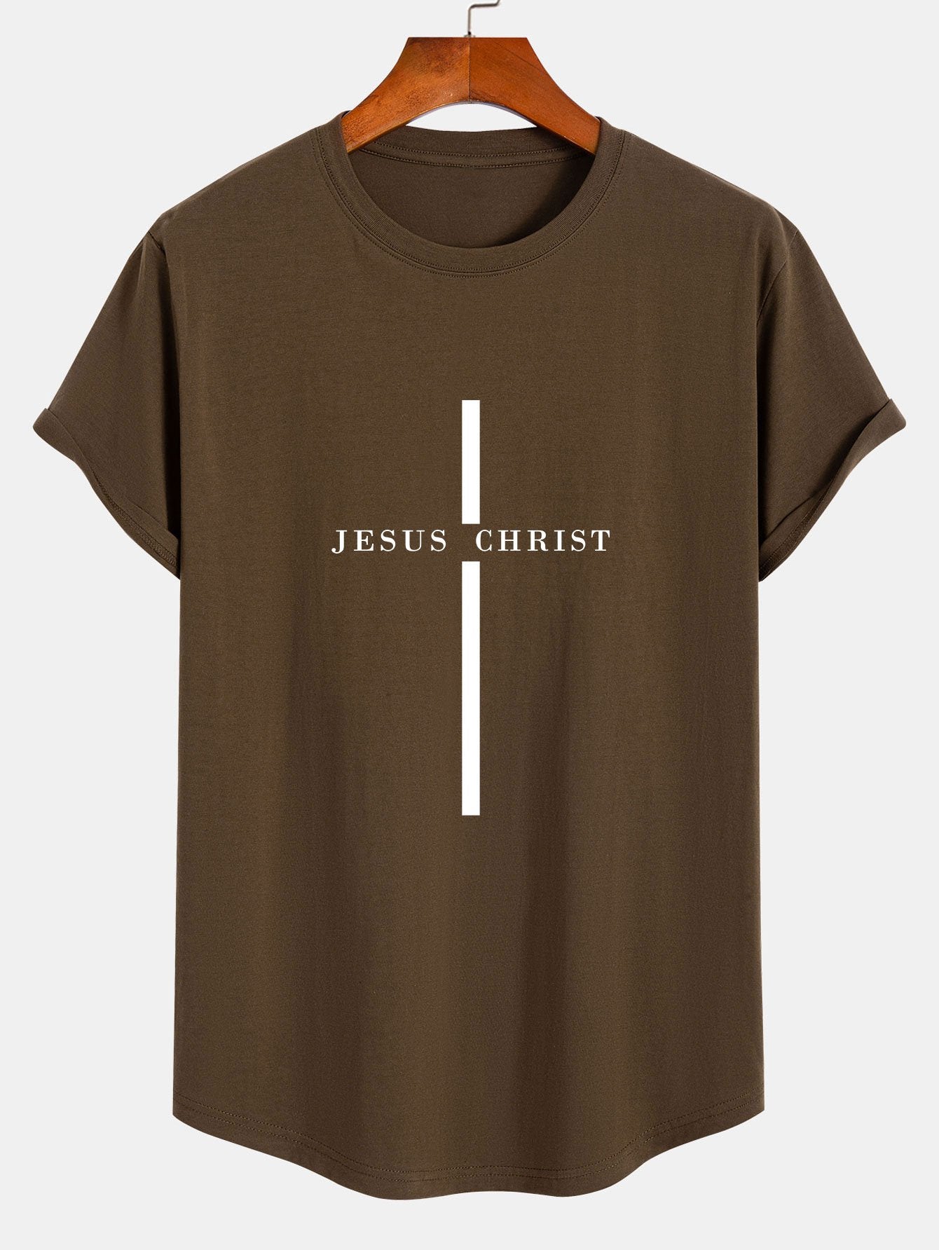 Rafael® | Jesus Christ Stripe Print Cotton Arc Hem T-Shirt