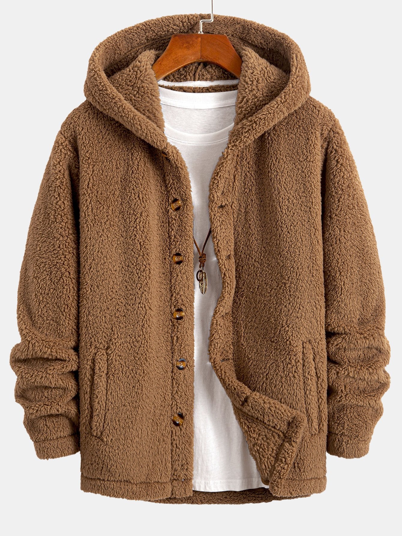 Ryder | Teddy Fleece Button Up Hooded Coat