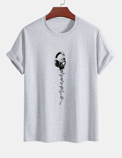 Tulio® | Earphone Print Cotton T-Shirt