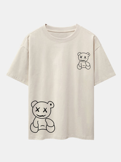 Urbano® | Bear line Print Drop Shoulder Oversize T-Shirt