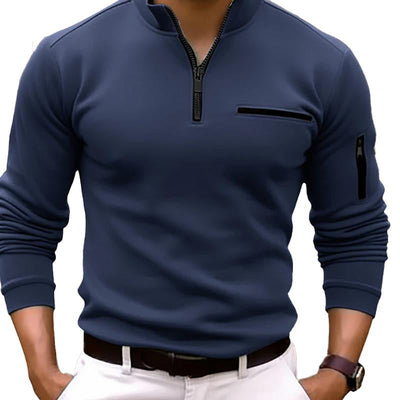 Men'S Casal Solid Coloripper Polo Shirt