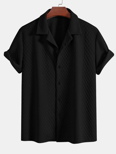 Apolinar® | Rhombus Geometric Jacquard Textured Cuban Shirt