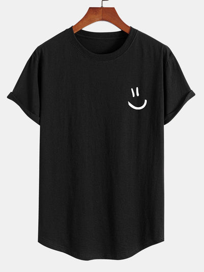 Andrew® | Smiley Print Cotton Arc Hem T-Shirt
