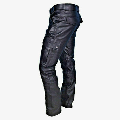 Men's Vinelti-Pocket SliFit Fax Leather Pants (Belt Exclded)
