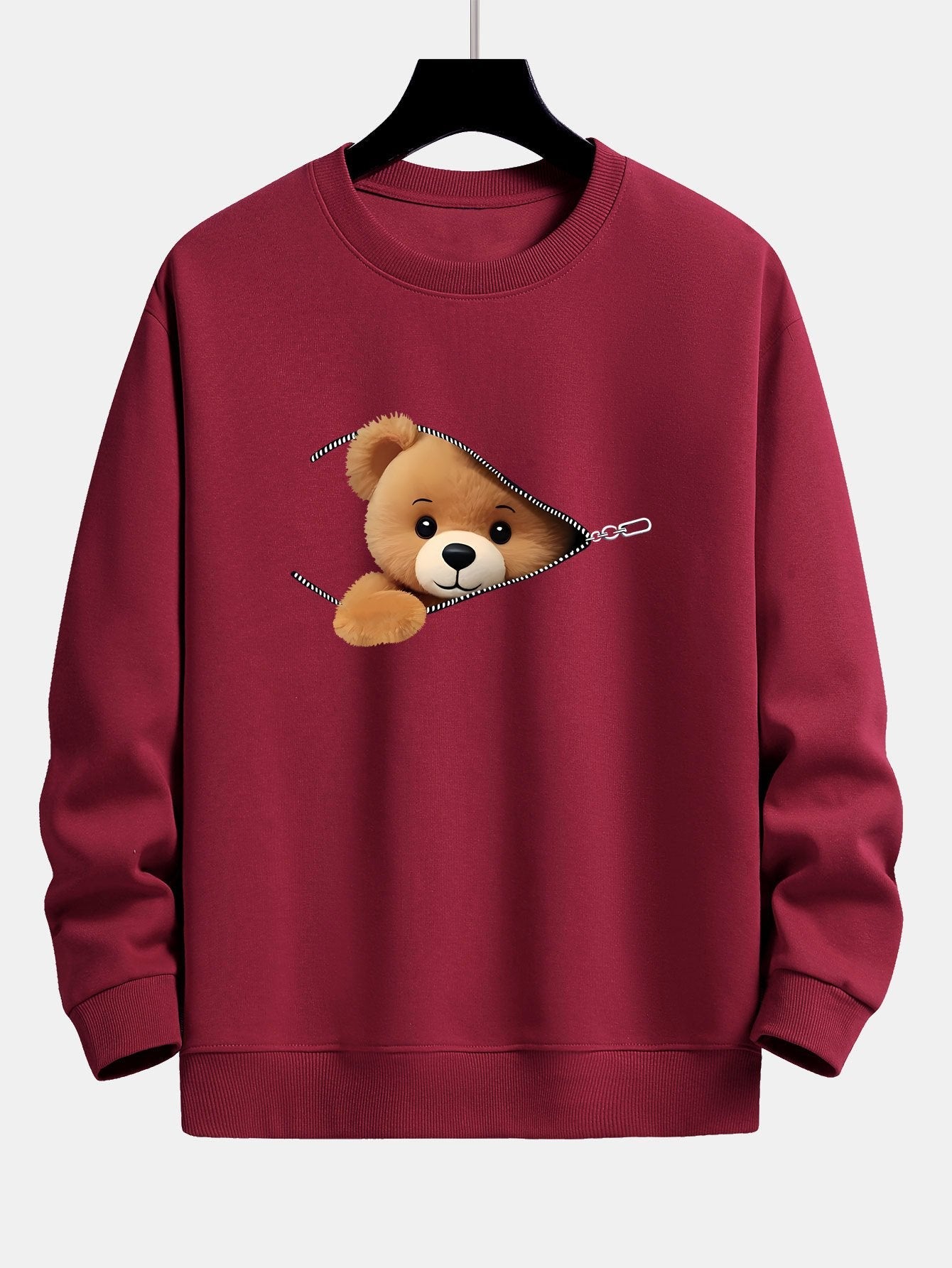 Theodore® | Zipper Bear Print Relax Fit Sweatshirt