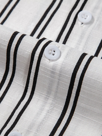 Arán® | Linen Look Striped Button Up Shirt