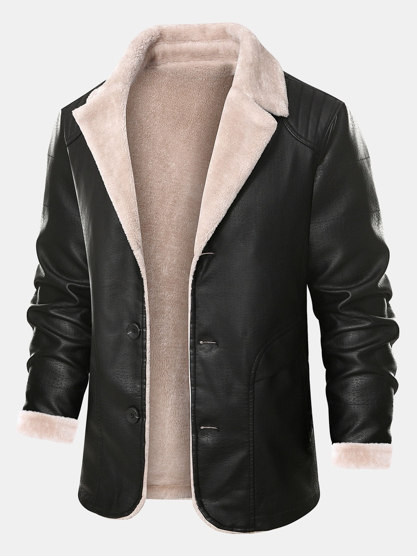 Alfonso | Faux Fur Lined PU Leather Blazer