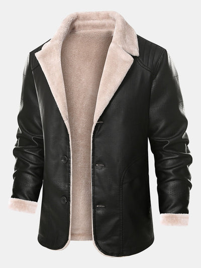 Alfonso | Faux Fur Lined PU Leather Blazer