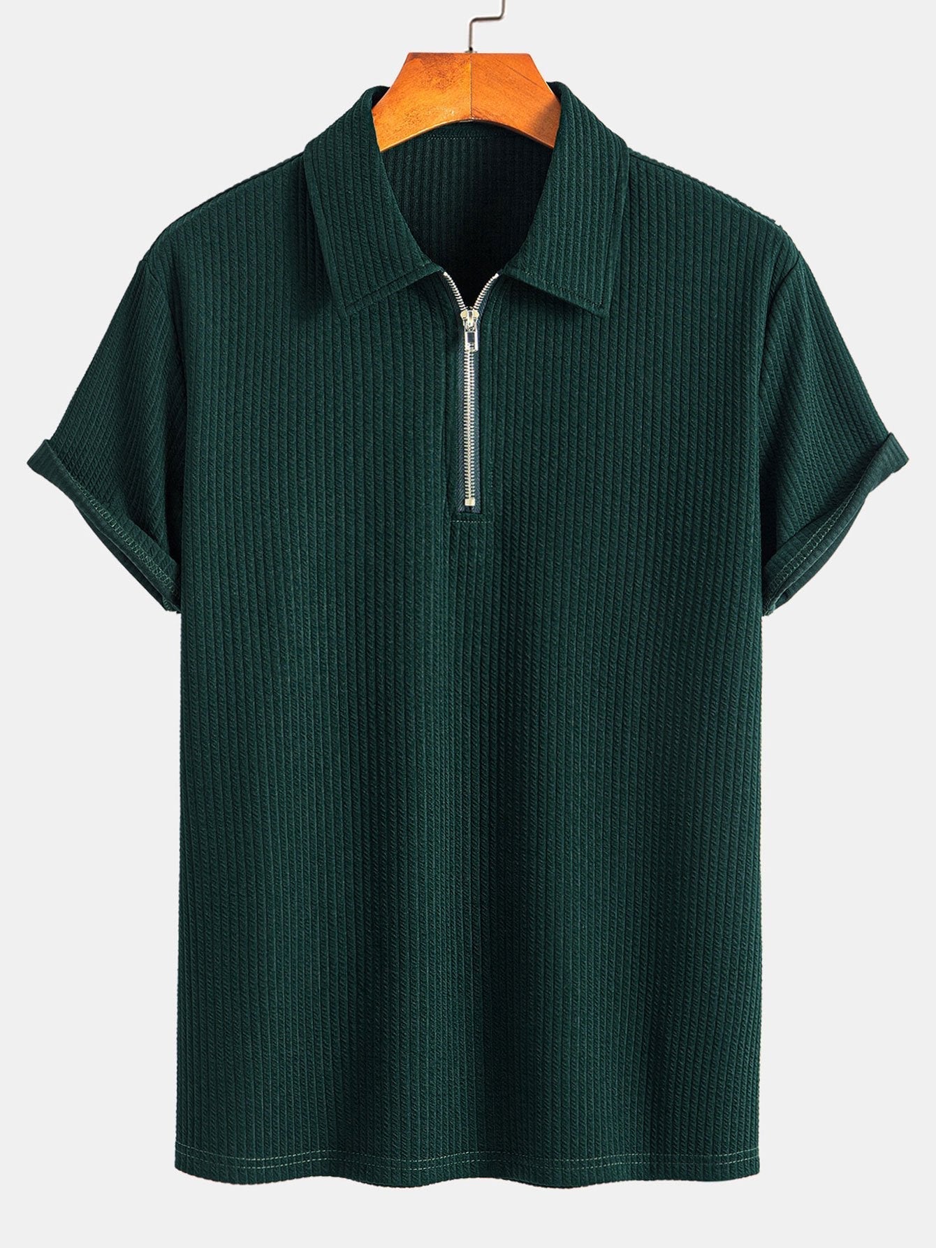 Ezra | Muscle Fit Ribbed Half Zip Polo