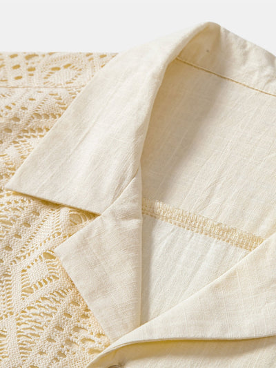 Anakin® | Geometric Textured Patchwork Cuban Shirt