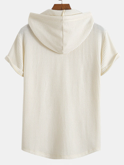 Serafín® | Knitted Waffle Arc Hem Hooded T-Shirt