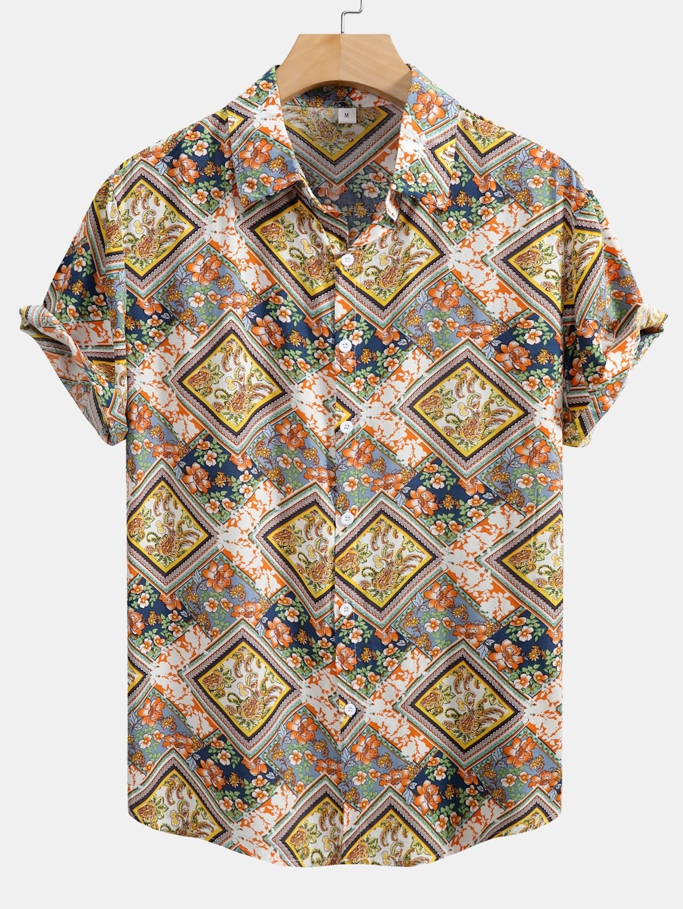 Aodhan® | Floral Border Print Button Up Shirt