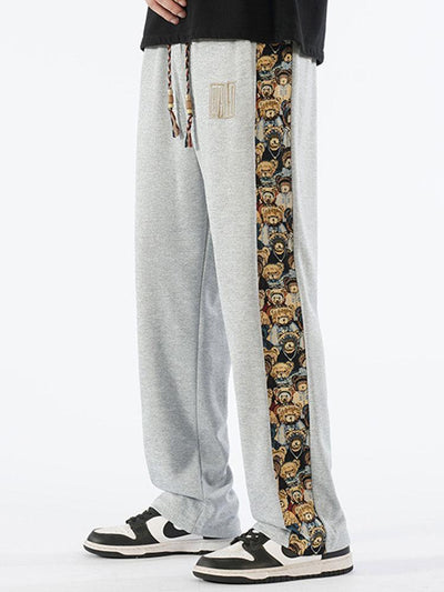 Valentín® | Bear Print Patchwork Straight Leg Pants