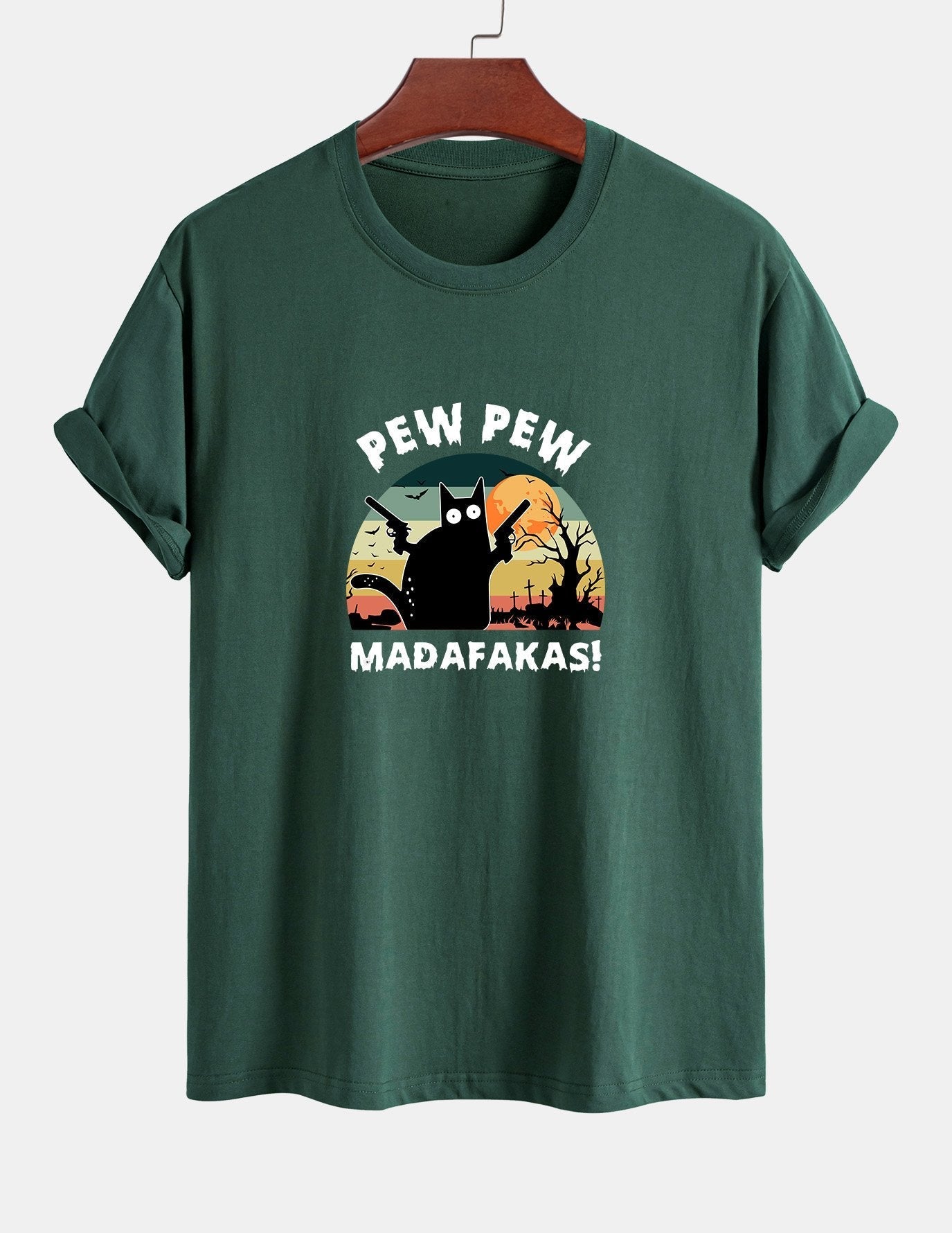 Telesforo® | Black Cat Print Cotton T-Shirt
