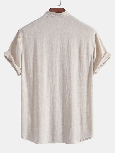 Adam® | V Neck Linen Rayon Blend Shirt & Straight Leg Linen Pants