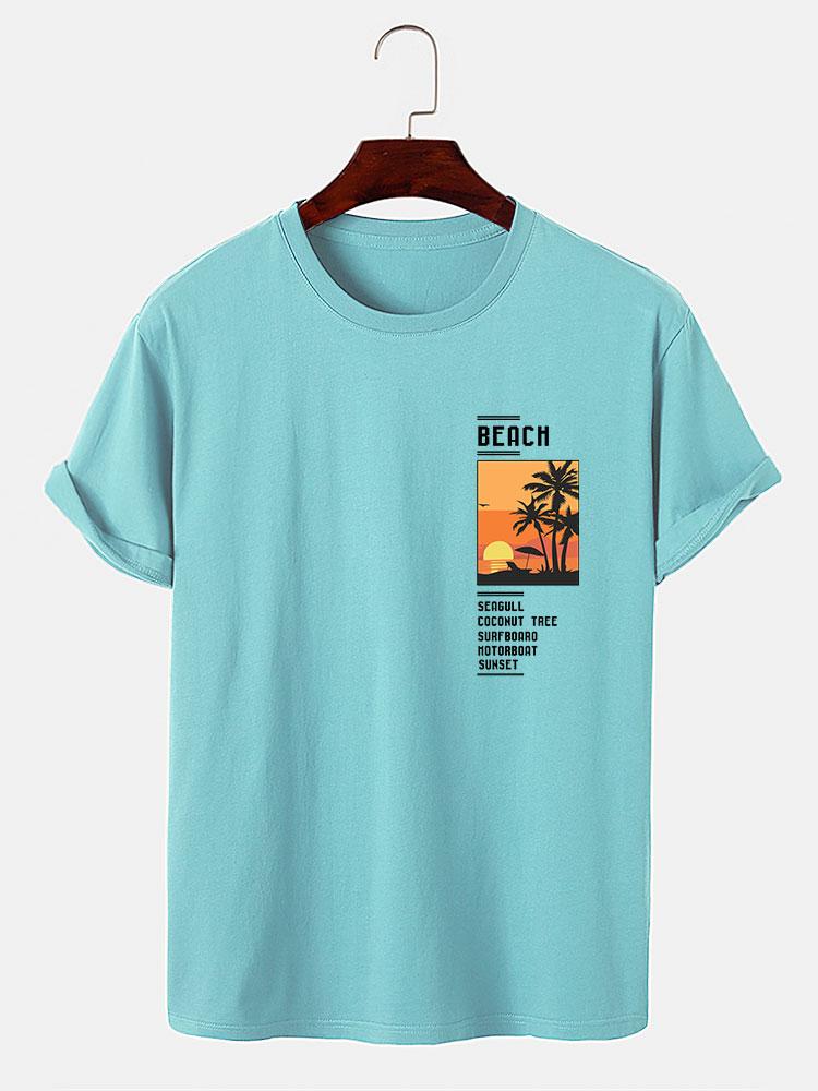 Alban® | Beach Scenery Slogan Print T-Shirt