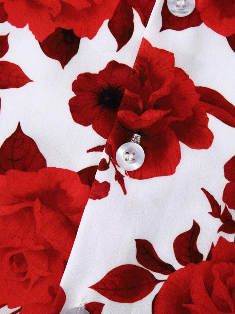 Atiyeh® | Red Floral Print Revere Collar Shirt