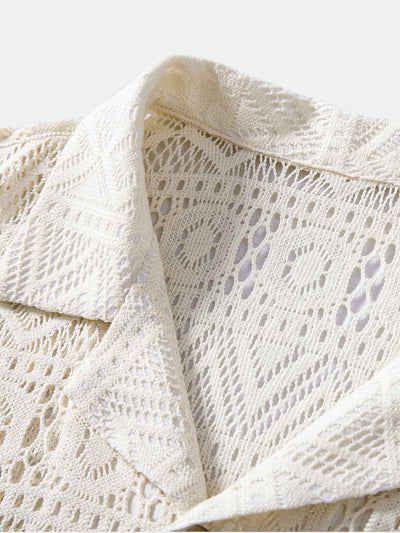 Erik® | Short Sleeve Geometry Textured Cuban Shirt