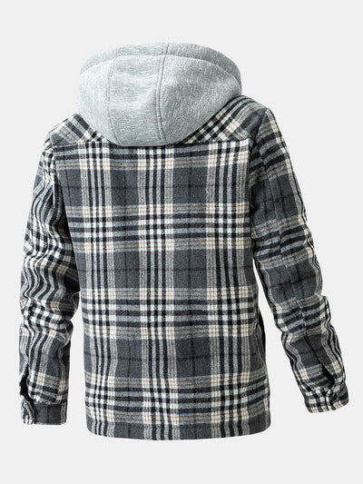 Forest | Teddy Fleece Lined Detachable Flannel Plaid Hooded Coat