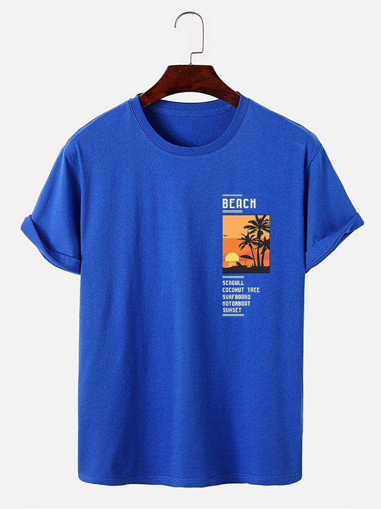 Alban® | Beach Scenery Slogan Print T-Shirt