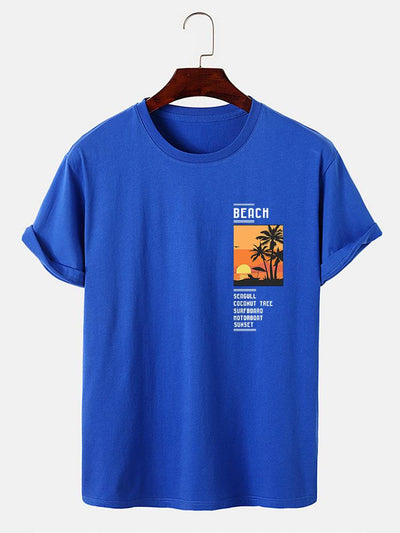 Alban® | Beach Scenery Slogan Print T-Shirt