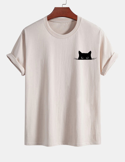 Ariel® | Black Cat Print Cotton T-Shirt