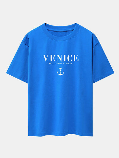 Asher® | Venice Anchor Print Drop Shoulder Oversize T-Shirt